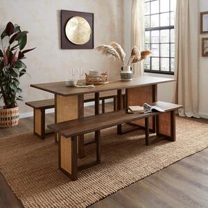 Mila Rectangular Dining Table with 2 Mila Mango Wood Dining Benches