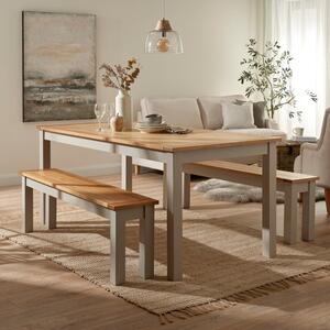 Clifford Large Rectangular Dining Table with 2 Benches, Pine