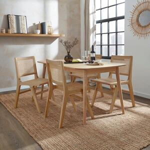 Karla 4-6 Seater Rectangular Extendable Dining Table with 4 Arielle Natural Oak Dining Chairs