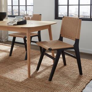 Karla 4-6 Seater Rectangular Extendable Dining Table with 4 Cordella Black Oak Dining Chairs