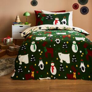 Traditional Green Fleece Duvet Cover Set