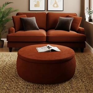 Large Round Velvet Storage Pouffe