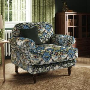 Jolene William Morris Strawberry Thief Print Velvet Snuggle Chair