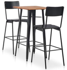 3 Piece Bar Set Steel Black