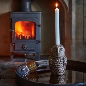 Cast Aluminium Owl Candle Holder