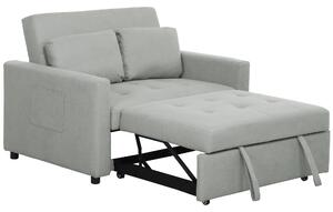 HOMCOM Velvet-Feel Two-Seater Sofa Bed - Light Grey