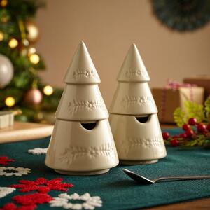 Winter Tree Cream Ceramic Condiment Pots