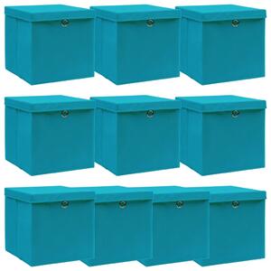 Storage Boxes with Lids 10 pcs Baby Blue 32x32x32 cm Fabric