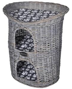 2-Tier Willow Cat Tree Pet House/Bed/Scratching Post with Cushion