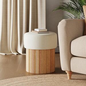 Amari Fluted Wooden Storage Footstool with Natural Flatweave Top