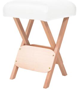 Folding Massage Stool with 12 cm Thick Seat & 2 Bolsters White