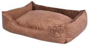 170425 Dog Bed with Cushion PU Artificial Leather Size S Beige