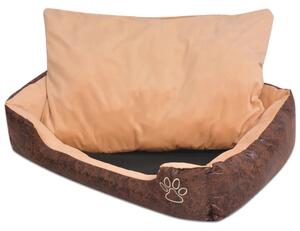 170430 Dog Bed with Cushion PU Artificial Leather Size S Brown