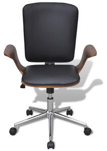 Swivel Office Chair Bentwood with Artificial Leather Upholstery