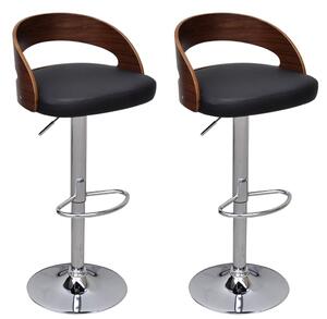 Bar Stools 2 pcs with Bentwood Frame Height Adjustable