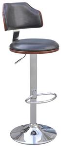2 Armless Artificial Leather Bar Stools Padded Bentwood Backrest Black