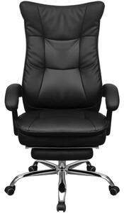 Reclining Executive Office Chair with Footrest Black