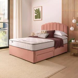 Return - Silentnight Divan Bed With Velvet Merlin Headboard, Single Pink with 2 Drawers