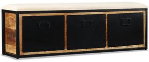 244581 Storage Bench with 3 Drawers Solid Mango Wood 120x30x40 cm