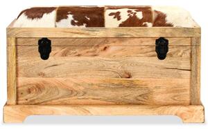 Storage Bench Genuine Leather and Solid Mango Wood 80x44x44 cm