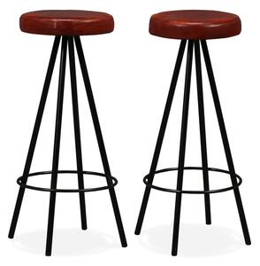 245443 Bar Stools 2 pcs Genuine Leather and Steel