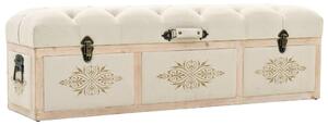 245766 Storage Bench Solid Wood and Fabric 120x30x38 cm