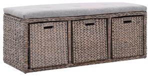 246115 Bench with 3 Baskets Seagrass 105x40x42 cm Grey