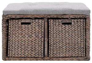 Bench with 2 Baskets Seagrass 71x40x42 cm Grey