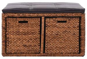 Bench with 2 Baskets Seagrass 71x40x42 cm Brown