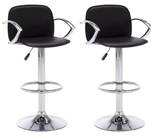 Bar Stools with Armrests 2 pcs Black Faux Leather