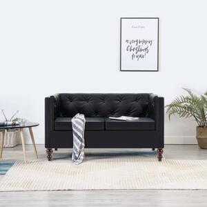 247153 2-Seater Chesterfield Sofa Faux Leather Upholstery Black