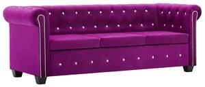 247147 3-Seater Chesterfield Sofa Velvet Upholstery 199x75x72 cm Purple