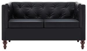2-Seater Chesterfield Sofa Faux Leather Upholstery Black