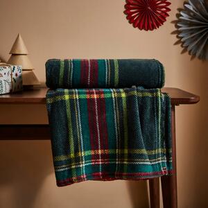 Green Tartan Fleece Throw Blanket 130cm x 170cm