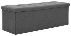 247085 Folding Storage Bench Faux Linen 110x38x38 cm Dark Grey