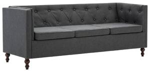 3-Seater Chesterfield Sofa Fabric Upholstery Dark Grey