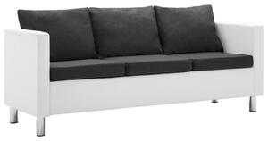 247175 3-Seater Sofa Faux Leather White and Dark Grey
