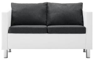 2-Seater Sofa Faux Leather White and Dark Grey
