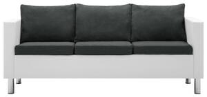3-Seater Sofa Faux Leather White and Dark Grey