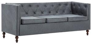 3-Seater Chesterfield Sofa Fabric Upholstery Grey