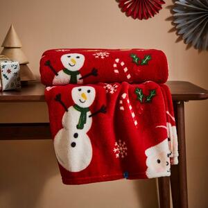 Traditional Christmas Fleece Throw Blanket 130cm x 170cm