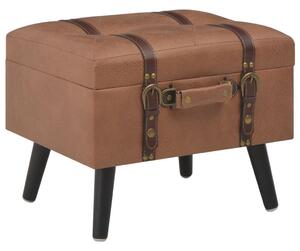247531 Storage Stool 40 cm Brown Faux Leather