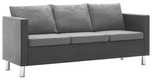 247166 3-Seater Sofa Faux Leather Black and Light Grey