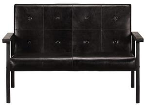 2-Seater Sofa Black Real Leather