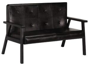247647 2-Seater Sofa Black Real Leather