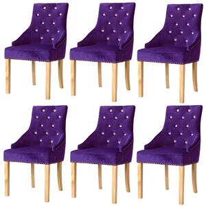 275124 Dining Chairs 6 pcs Solid Oak and Velvet Purple (3x245510)