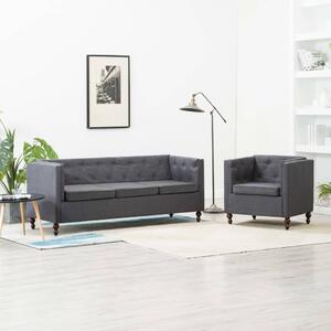 275633 Chesterfield Sofa Set 2 Pieces Fabric Upholstery Dark Grey (247161+247163)