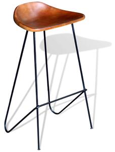 Bar Stools 4 pcs Brown Real Leather