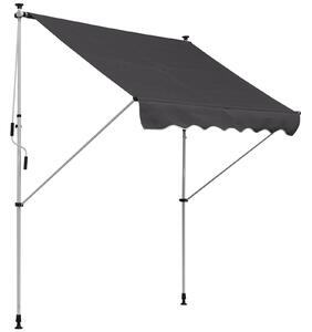 Outsunny Balcony 2 x 1.5m Manual Adjustable Awning DIY Patio Clamp Awning Canopy Retractable Shade Shelter - Grey