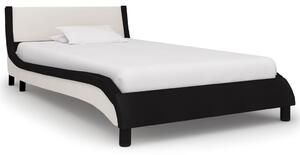 Bed Frame with LED Black and White Faux Leather 90x200 cm